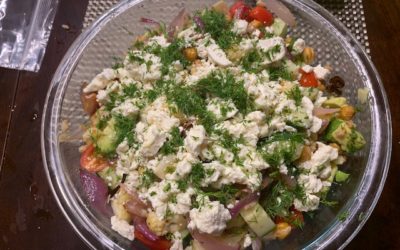 Roasted Cauliflower and Farro, Greek Bowl